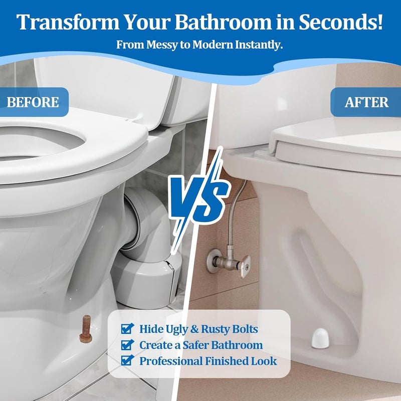 smrtcol Universal Toilet Bolt Caps, Push-on Design Floor Bolt Covers with Extra Washers for Bathroom, 1.44 Inch Toilet Screw Covers Hide Ugly Bolts (4 Pack) - Image 3